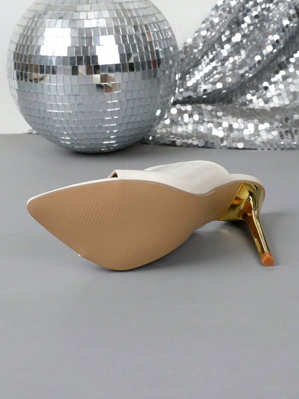 Apricot Sexy Women's Gold Heeled Sandals - Picture 4 of 8